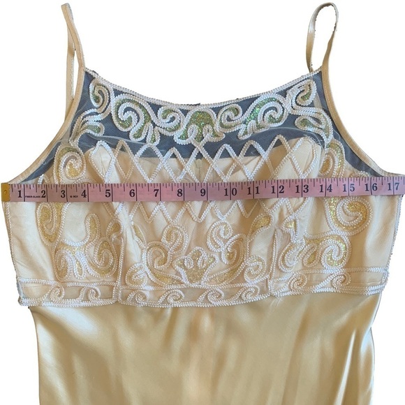 Dollar USA Shiny Lace Embroidered Sequin Sleeveless Satin Maxi Formal Dress - Picture 9 of 15